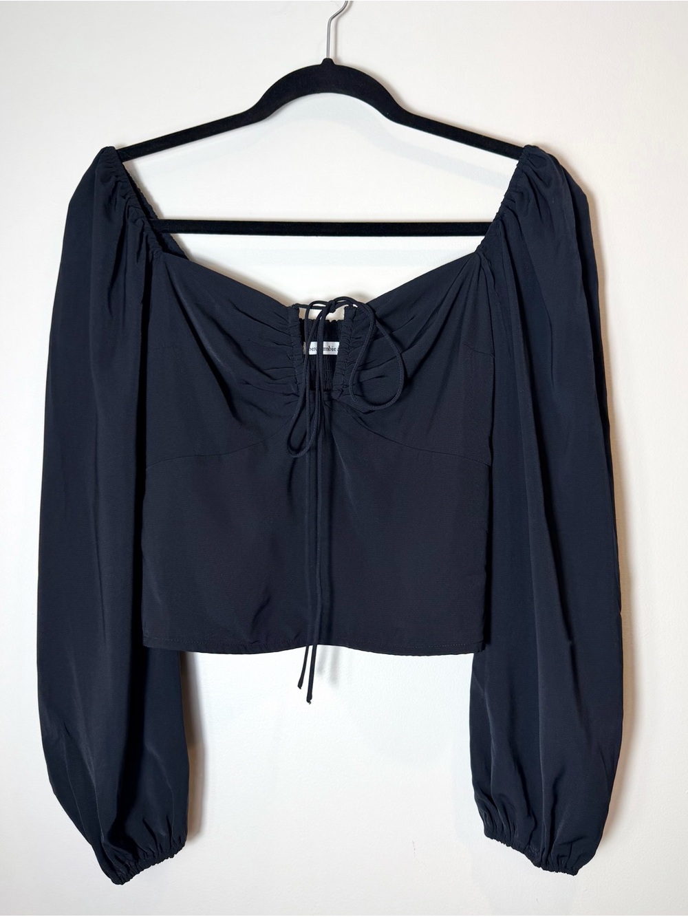 Abercrombie & Fitch Black Bubble Sleeve Peasant Top - Size Medium
